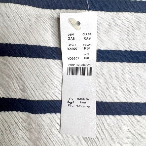 J Crew Cropped Boatneck T-shirt in Mariner Cotton Blue Stripe Sz 2X NEW Preppy - Picture 6 of 7